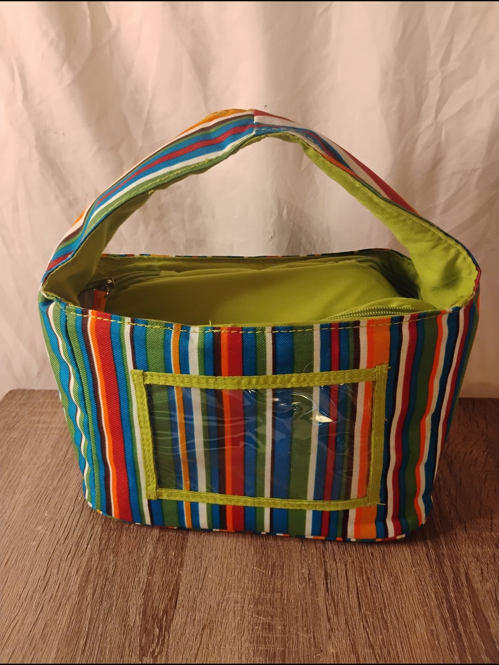 Striped Insulated Fabric Lunch Bag